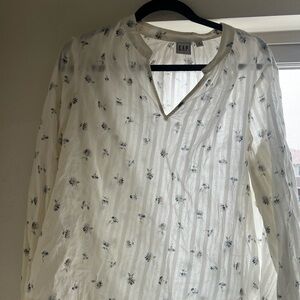 GAP Ivory Blouse with Blue Floral Design